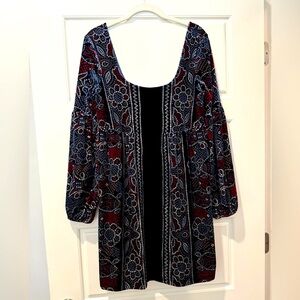 Free People M Navy Velvet Baby Doll Dress